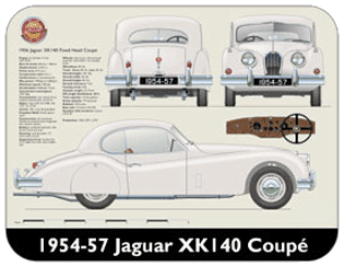 Jaguar XK140 Coupe (disc wheels) 1954-57 Place Mat, Medium